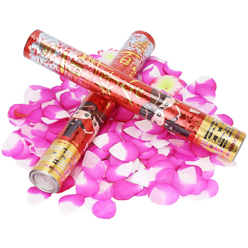 结婚礼炮婚礼喷花筒创意喷彩带花瓣雨婚庆生日派对开业手持礼花炮 40型号花瓣款_礼炮(4根)